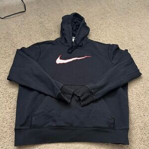 Vintage stitched center swoosh black Nike‎ hoodie with red accents